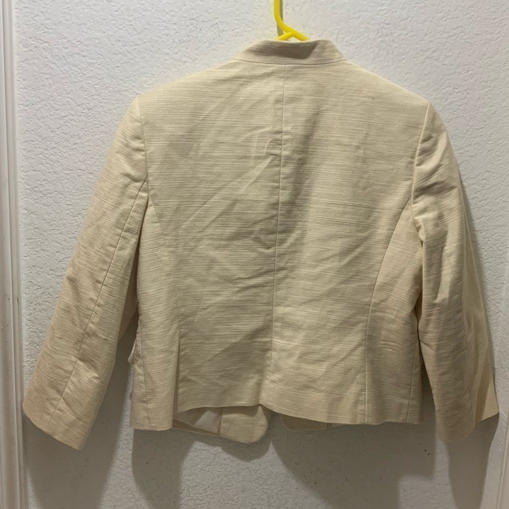 ANN TAYLOR BEIGE COTTON PETITE WOMENS BLAZER SIZE 10 STRETCH WITH POCKETS - Picture 5 of 7